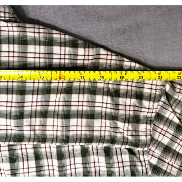 VTG Chaps Ralph Lauren Plaid Button Down Shirt Men's Large Tan Green Cream Brown - Picture 6 of 11